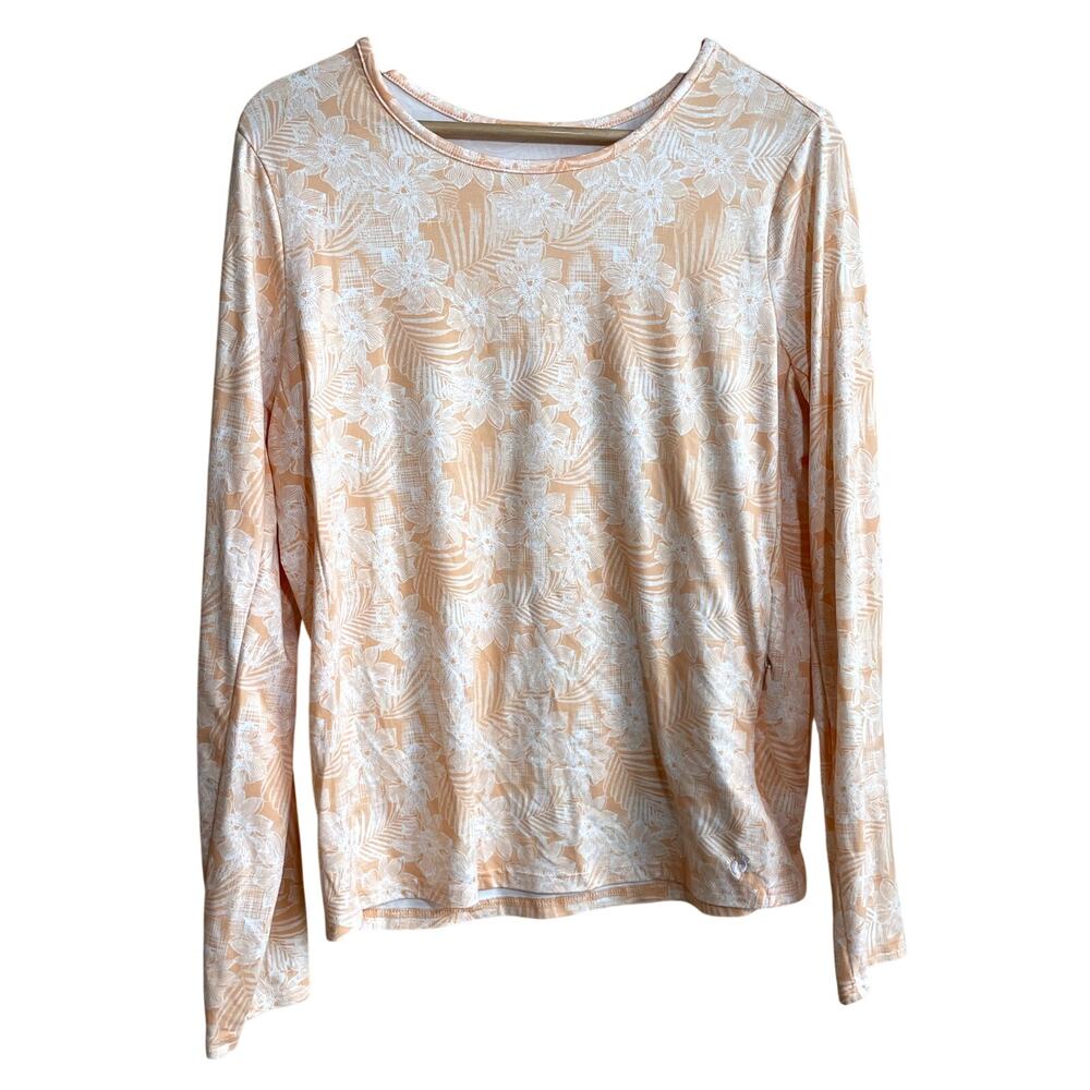 Hang Ten UV protection SPF 50+ orange white long sleeved top women' size L